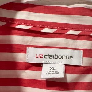 Liz Claiborne Red and White Striped Top